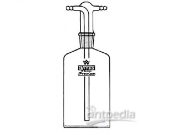 GAS WASHING BOTTLES, DRECHSEL,  WITH SECURITY SINTERED DISC,  ACC. TO DIN 12596,  100 ML, ST 29/32