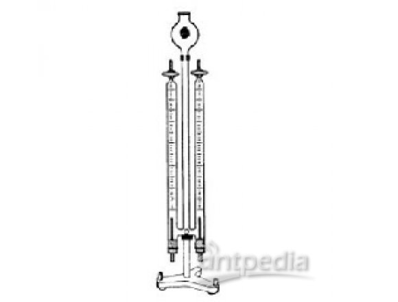 WATER DECOMPOSITION APPARATUS, ACC. HOFFMANN,   CONSIST OF GLASS PART WITH TWO PARALLEL TUBES,  GRAD