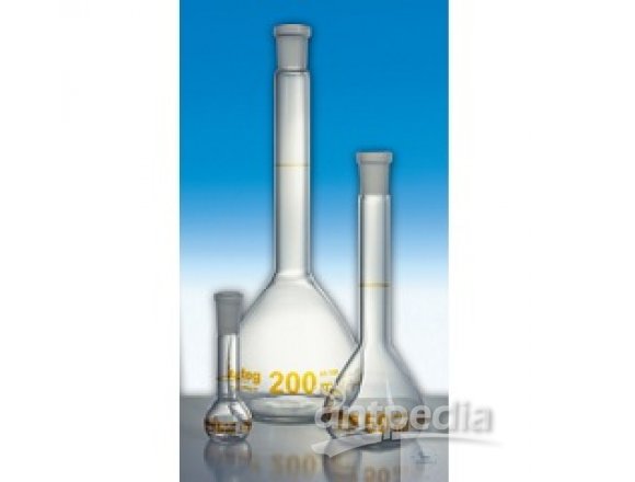 5ml A级透明容量瓶、蓝标、无顶塞、ST7/16,含CNAS计量校准实验室资质证书