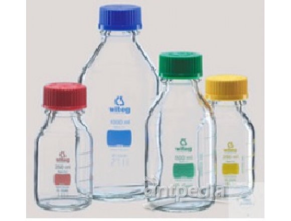 LABORATORY BOTTLES 250 ML, YELLOW GRADUATED IN A   COLOR CODE SYSTEM, BOROSILICAT GLASS 3.3, ISO 479