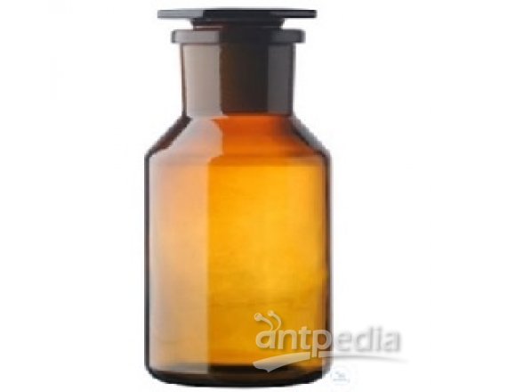 BOTTLES, CONICAL SHOULDER,  WIDE MOUTH, ST-GLASS-STOPPER 29/22,  AMBER GLASS, 100 ML