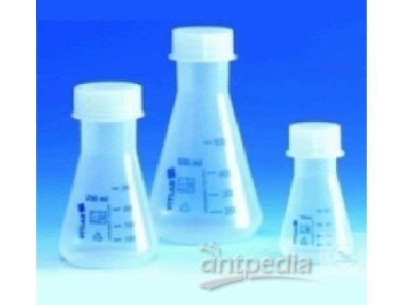 ERLENMEYER FLASKS, PP  WIDE MOUTH, TRANSPARENT,  WITH SCREW CAP, ST 14/23,  50 ML