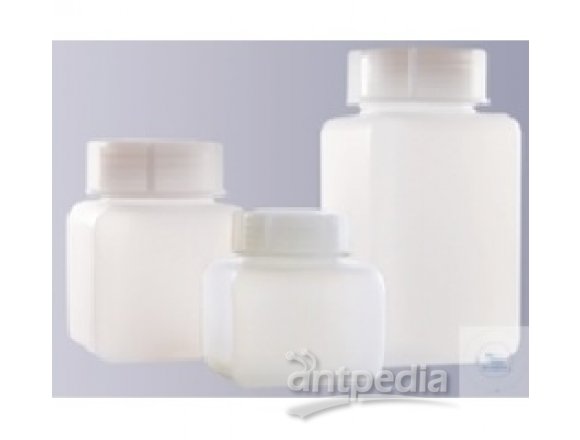 BOTTLES, PE, WIDE MOUTHED, SQUARE,  TRANSPARENT,SCREW-CAP,  100 ML, GL 32