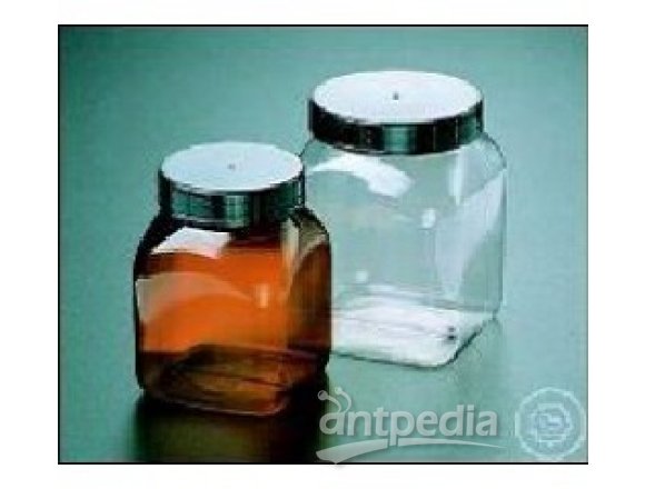 SQUARE WIDE MOUTH CONTAINER (PVC), 500 ML,  WITH SCREW CAP, AMBER-TRANSPARENT,  81 X 81 MM, HEIGHT 1