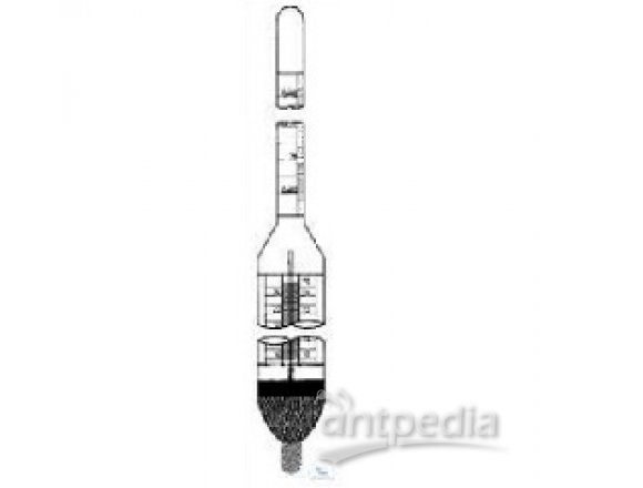 PRECISION DENSITY HYDROMETER, DIN 12785   WITH THERMOMETER, L. 430 MM, L 20 TH 118   1,180 - 1,200 G