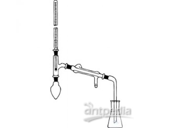 Distillation apparatus for normal pressure,  flask 100 ml,  joints 19/26, complete, borosilicate glass