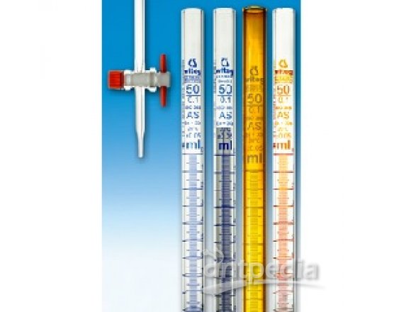 BURETTES, CLASS B, WITH SHORT LINE GRADUATION,   WITH ST-PTFE PLUG, 25 ML, CLEAR-GLASS