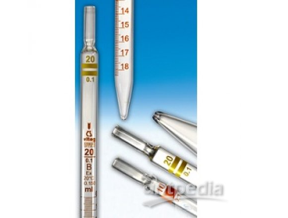 GRADUATED PIPETTES, 0,2 : 0,001 ML, DIN-B, SHORT LINE GRADUATION, WITH SAFETY MOUTHPIECE