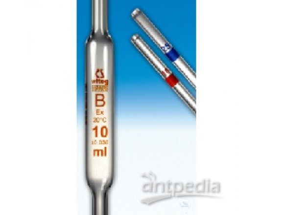 VOLUMETRIC PIPETTES, 5 ML, DIN-B, ACC. TO DIN 12690,   WITHOUT WAITING TIME, COLOR-CODE-WHITE