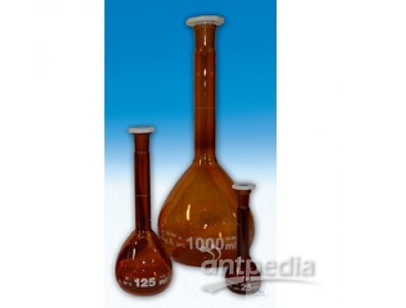 VOLUMETRIC FLASKS, AMBER, CLASS-A, WITH STOPPERS PE,   CONFORM.CERT.,DURAN, 25 ML, NS 12/21