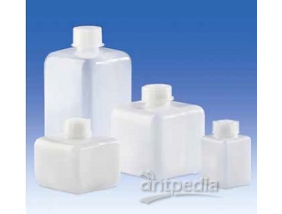 Narrow-mouth bottle, PE-LD, with screw cap, PP, square, 1000 ml