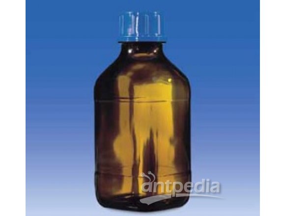Bottle, amber glass, with synthetic coating, square, GL 45, 1000 ml