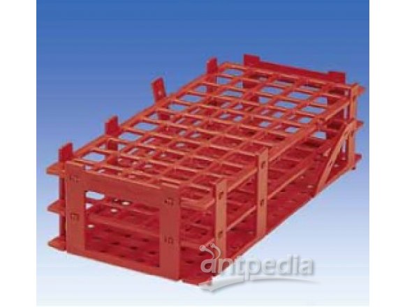 Test tube rack, PP, nesting, 55 positions for tube ? up to 16 mm, red