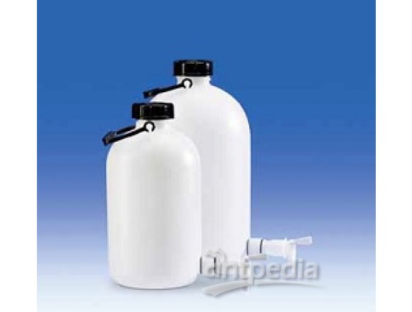 Storage bottle, PE-LD, narrow-mouth, with tap, 5 l