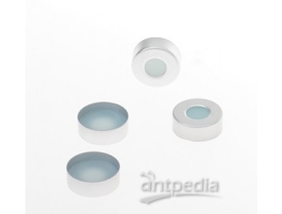 20mm钳口瓶用银色铝盖、含透明蓝色硅胶/PTFE垫（max to250°C）可用于万通832卡氏炉